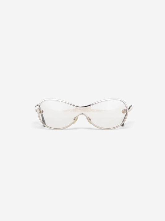 Chanel by Karl Lagerfeld 2000s '4030' Aviator Wrap Mask Shield Sunglasses – front view