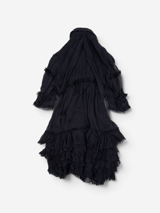 Dolce & Gabbana 2000s Chiffon Ruffle Summer Midi Dress