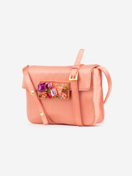 Prada 2000s Raso Gem Stones Satin Evening Crossbody Bag