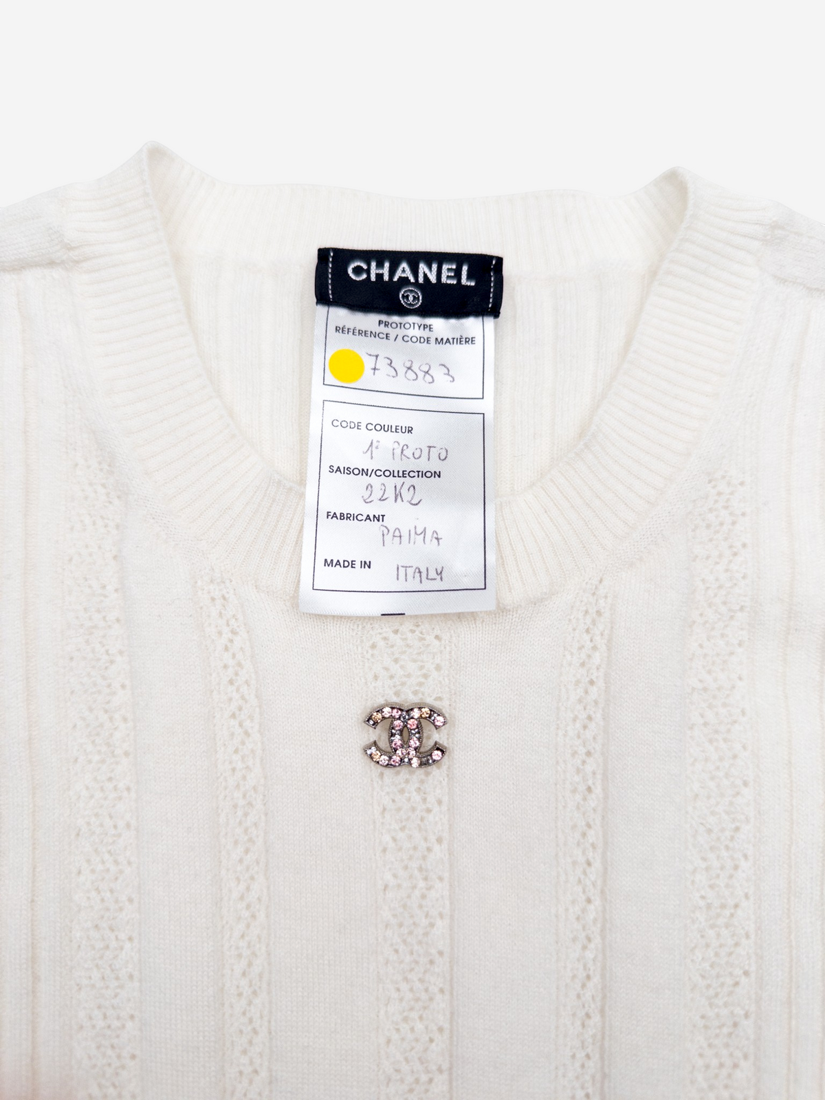 Chanel SS22 Prototype Crystal CC Bodycon Ribbed Knit Mini Dress