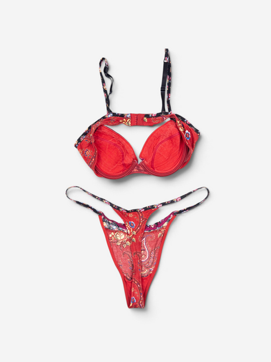 Dior by Galliano SS02 'Russian Folklore' Paisley Flowers Bikini Set – full set
