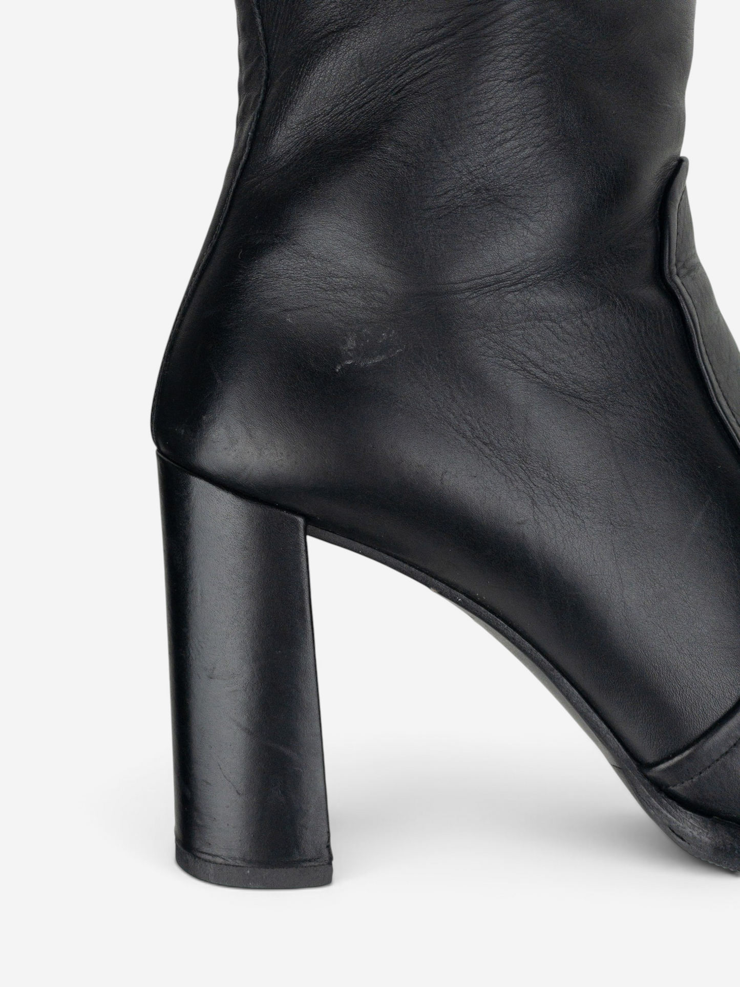 Prada 2000s Knee High Heel Boots – heel side detail