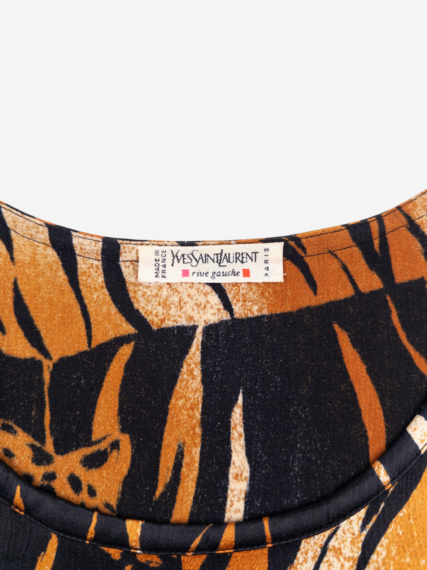 Yves Saint Laurent Rive Gauche by Tom Ford Tiger Print Tank Top – brand label and print detail