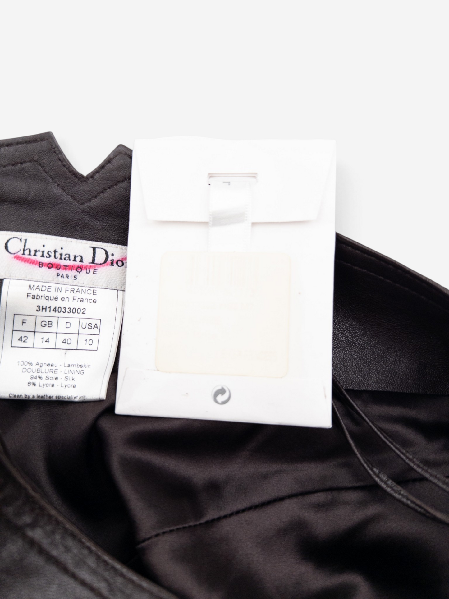 Dior by Galliano AW03 Bondage Biker Leather Midi Skirt – care label and tag