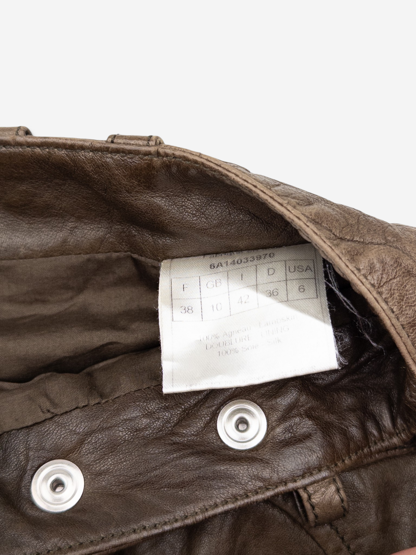 Dior by Galliano SS06 Leather Military Cargo Mini Skirt – care label