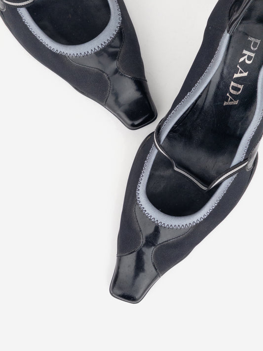 Prada SS00 Square-Toe Neoprene Mary-Jane Kitten Pump Heels – photo 2