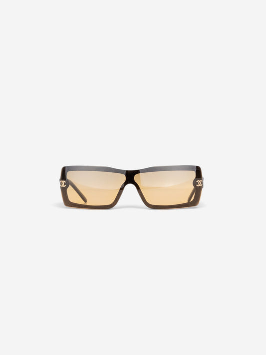 Chanel 2000s 5067 CC Logo Wrap Mask Shield Sunglasses – front view