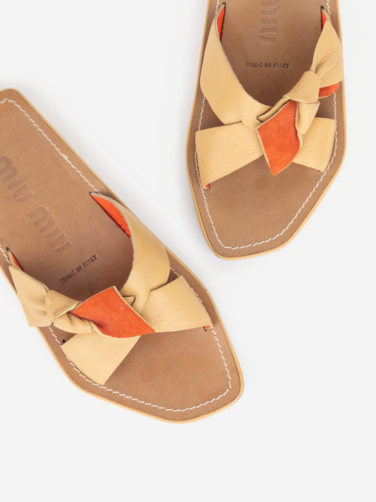 Miu Miu 2000s Angular Ribbon Sandal Slides