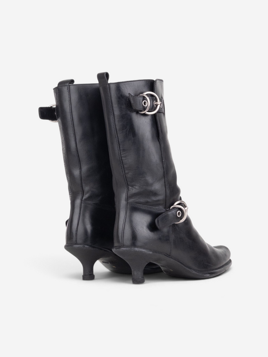 Miu Miu 2000s Kitten-Heel Biker Western Boots