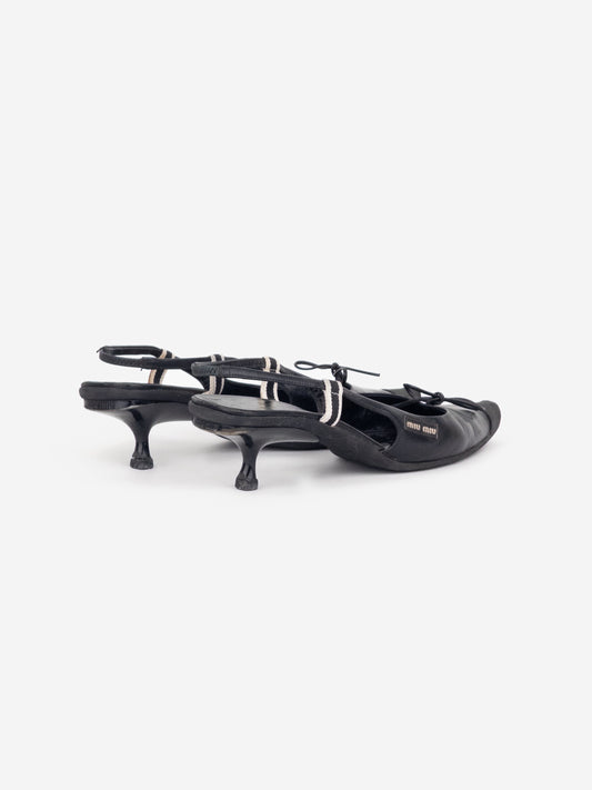 Miu Miu SS99 Rubber Toe Cap Bow Slingback Kitten Heels – photo 2
