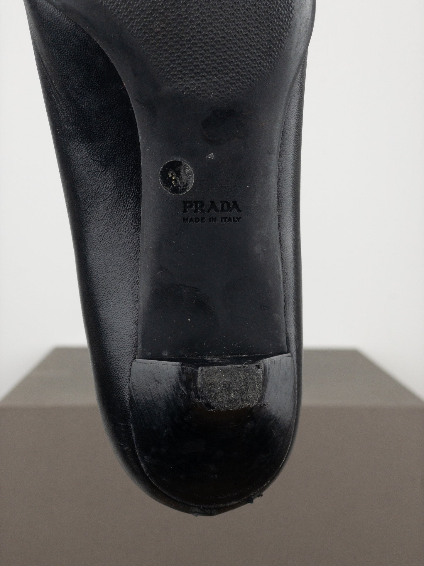 Prada 2000s Square Toe Chain Loafer Pump Kitten Heels