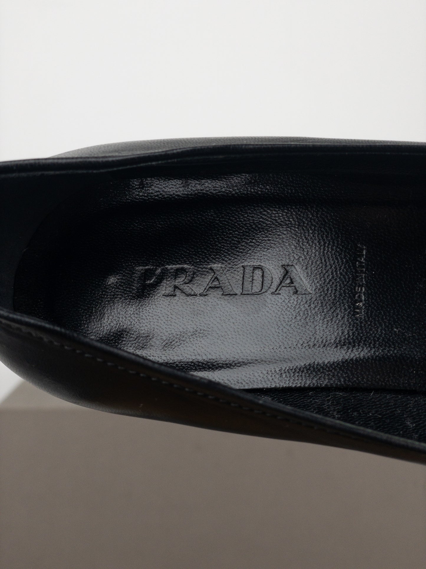 Prada 2000s Square Toe Chain Loafer Pump Kitten Heels