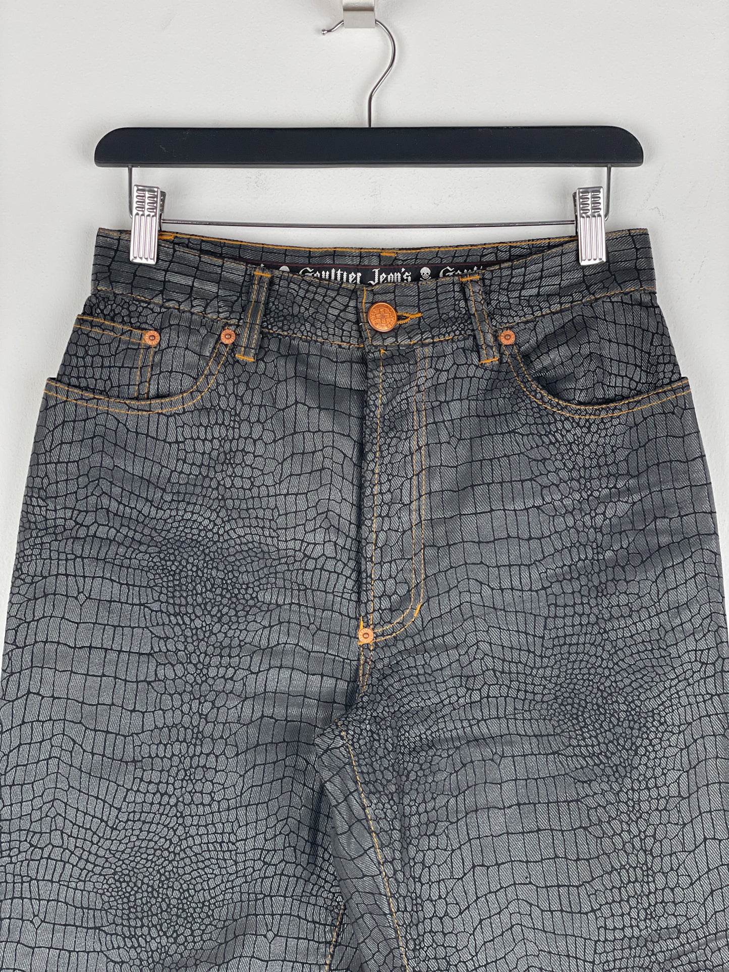 Jean Paul Gaultier AW95 Cyber Croc Print Denim Jeans