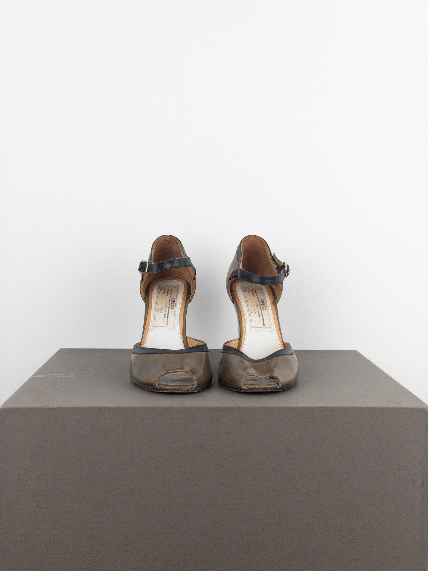 Maison Margiela Replica Peep Toe Mary Jane Wedge Pump Heels