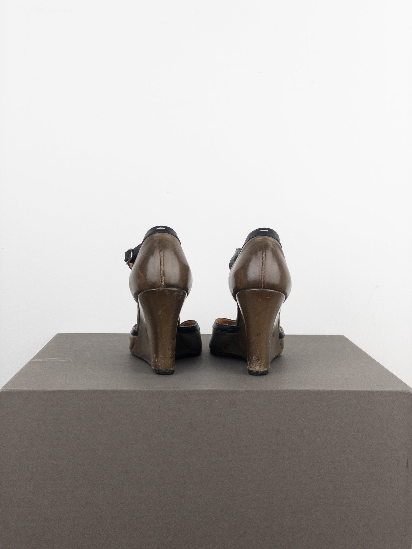 Maison Margiela Replica Peep Toe Mary Jane Wedge Pump Heels