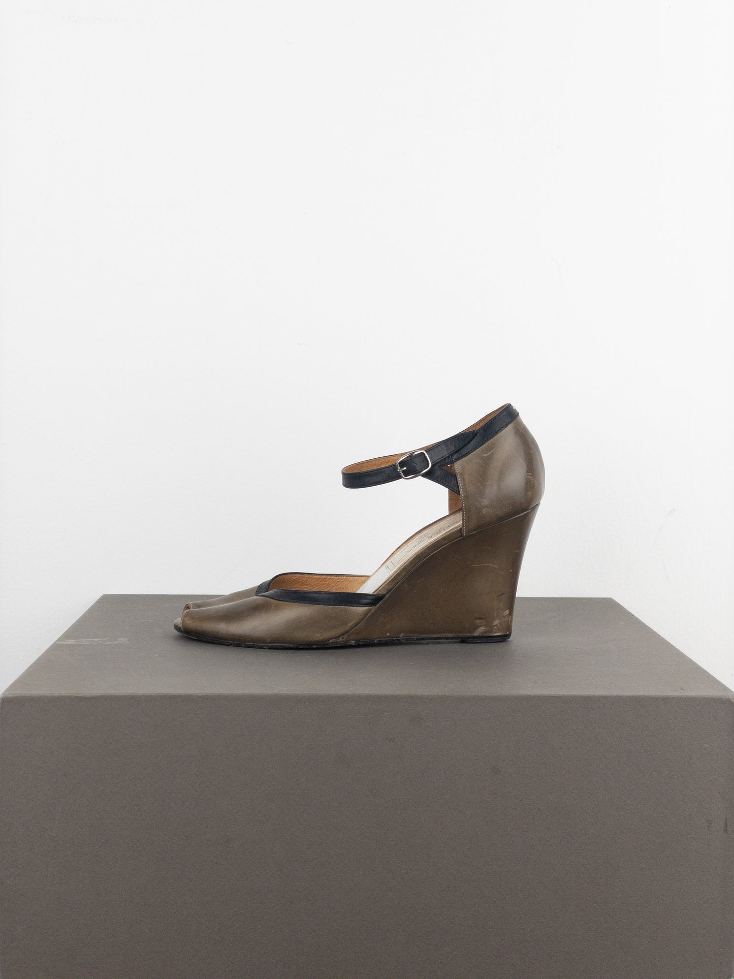 Maison Margiela Replica Peep Toe Mary Jane Wedge Pump Heels