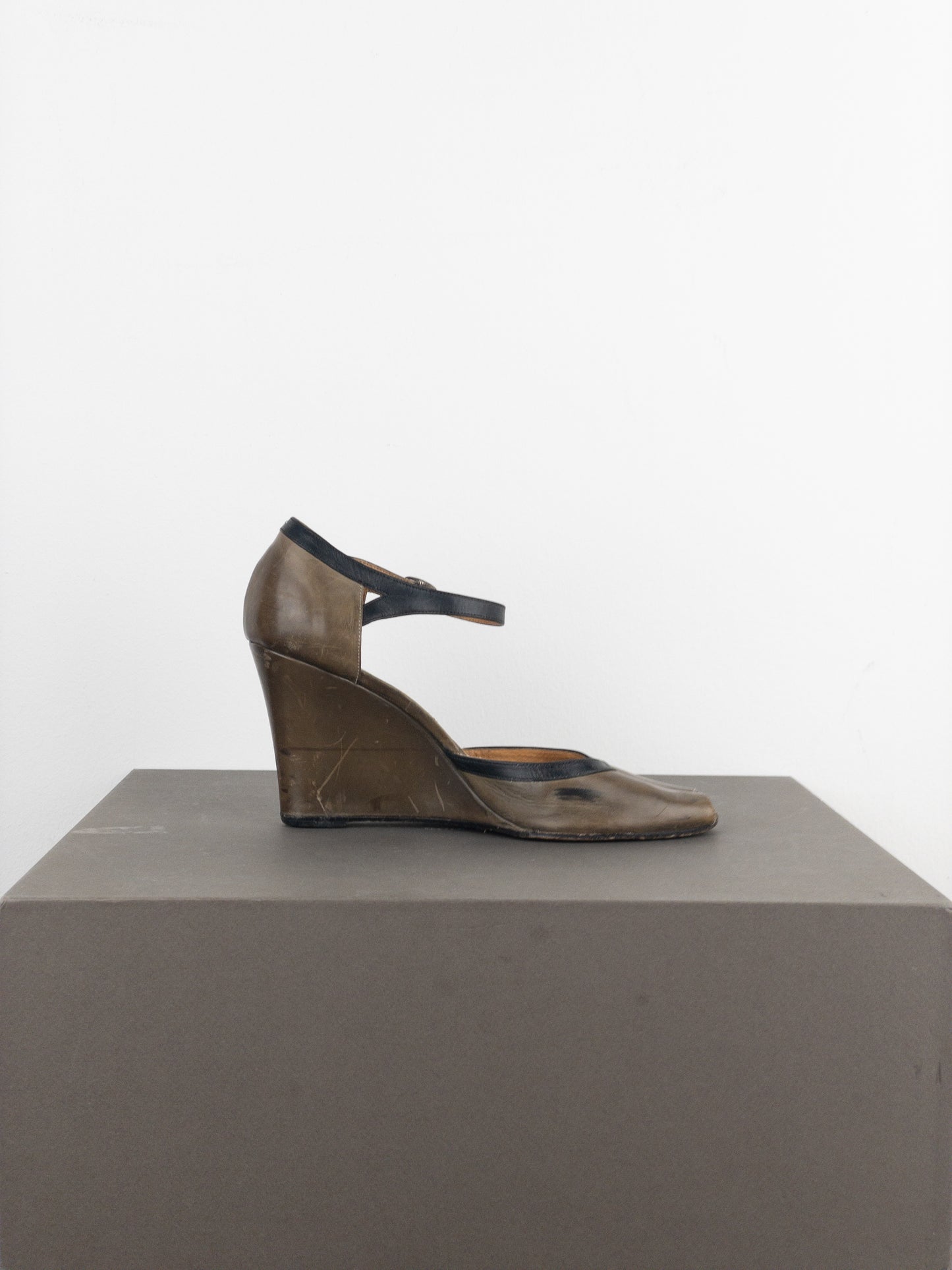 Maison Margiela Replica Peep Toe Mary Jane Wedge Pump Heels