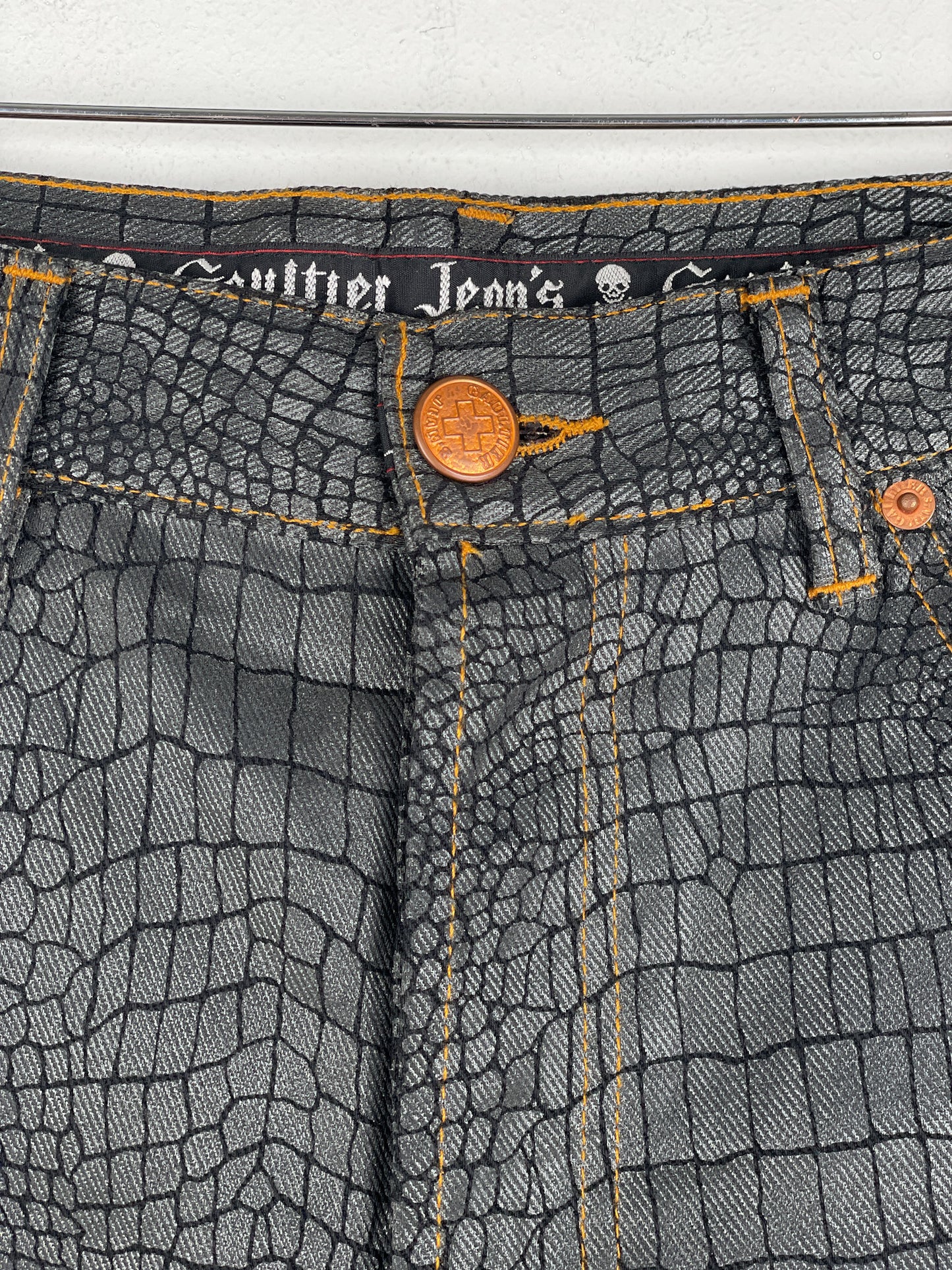 Jean Paul Gaultier AW95 Cyber Croc Print Denim Jeans