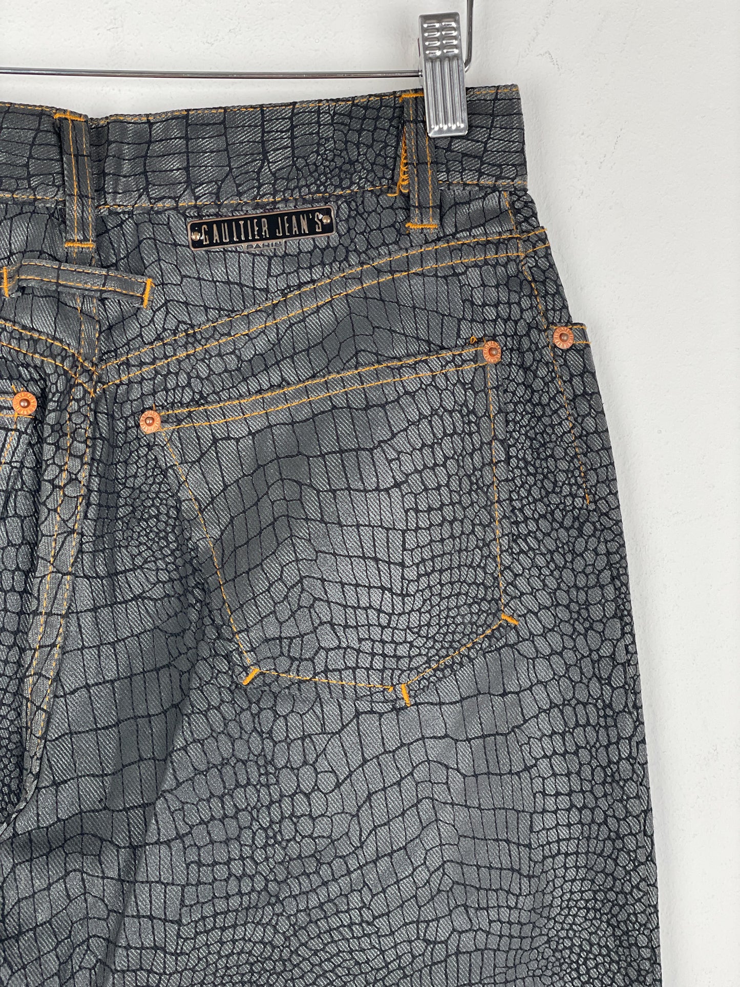 Jean Paul Gaultier AW95 Cyber Croc Print Denim Jeans