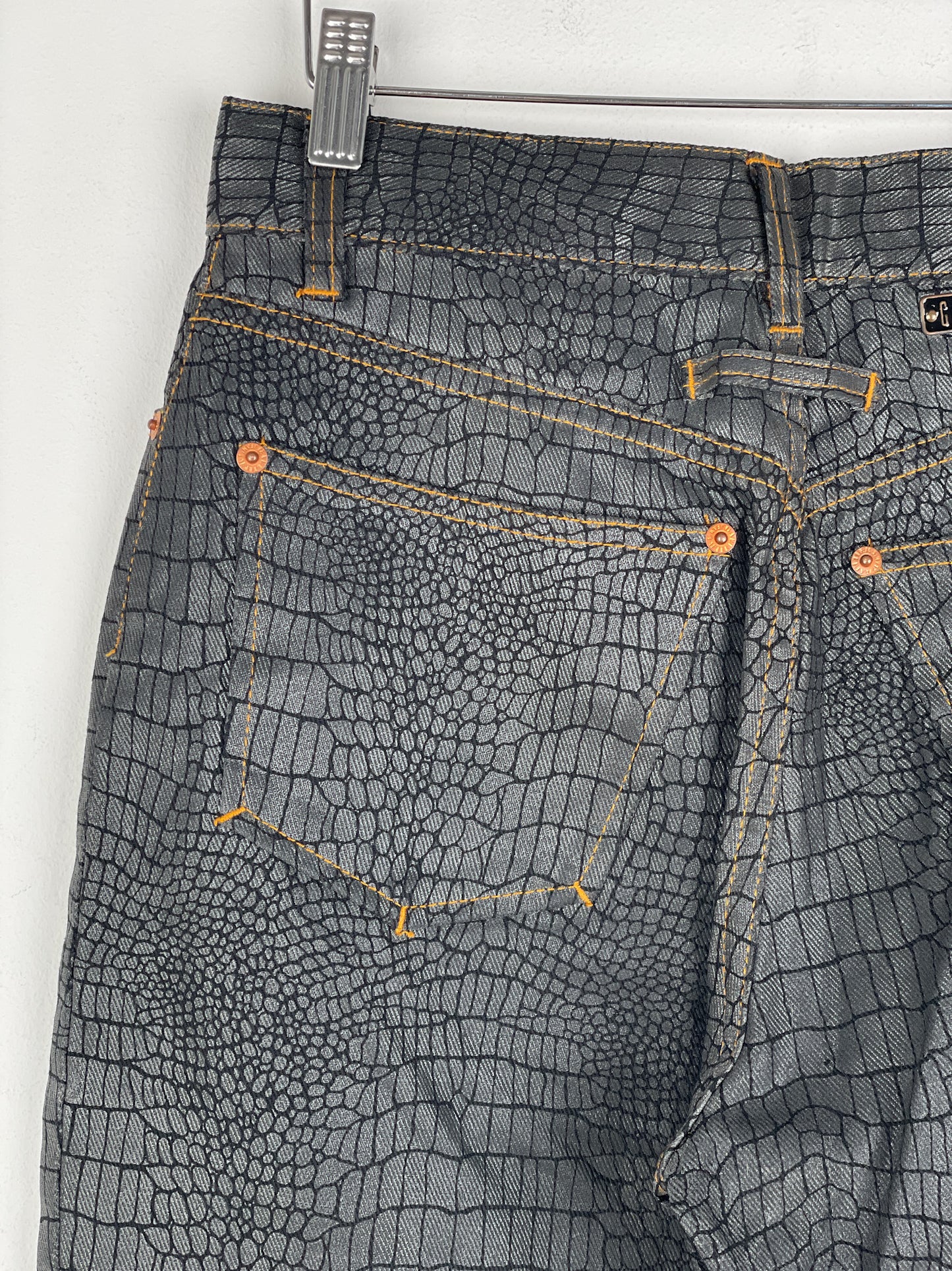 Jean Paul Gaultier AW95 Cyber Croc Print Denim Jeans