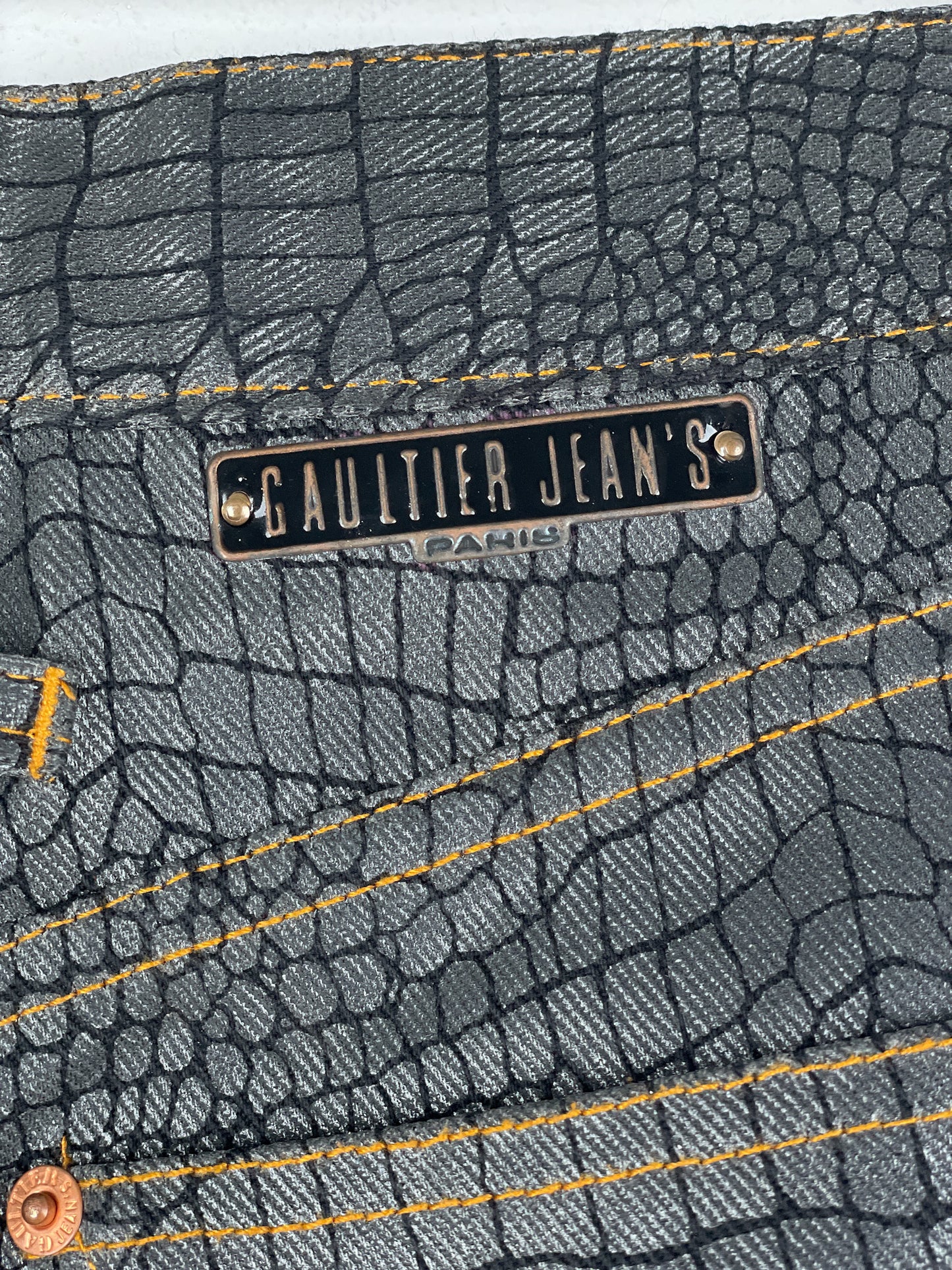 Jean Paul Gaultier AW95 Cyber Croc Print Denim Jeans