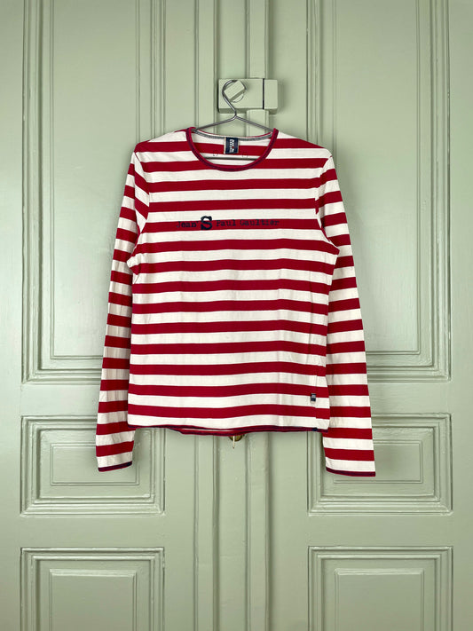 Jean Paul Gaultier 90s Sailor-Striped Heart Cutout Longsleeve Shirt
