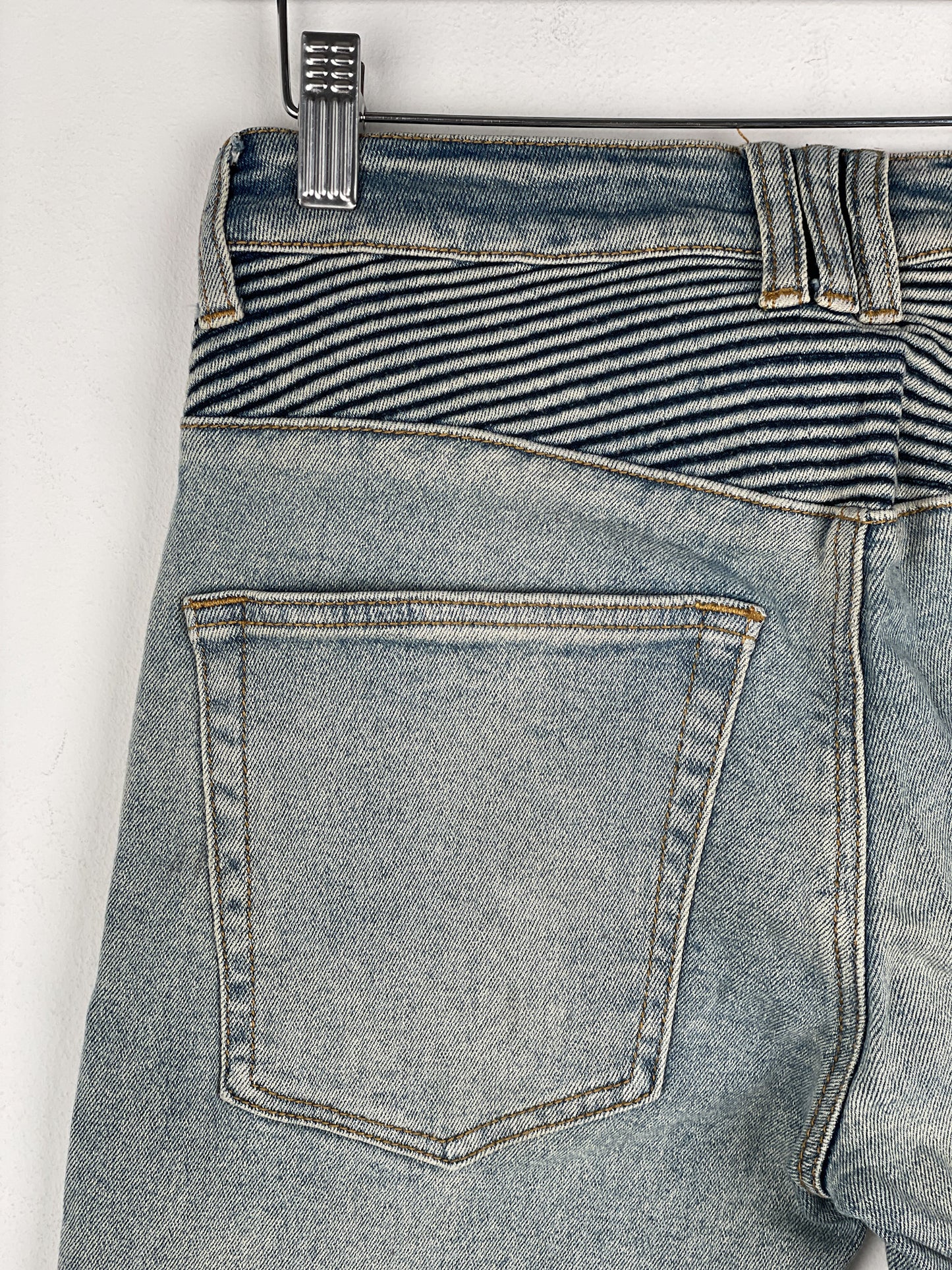 Balmain Lightwash Biker Denim Jeans