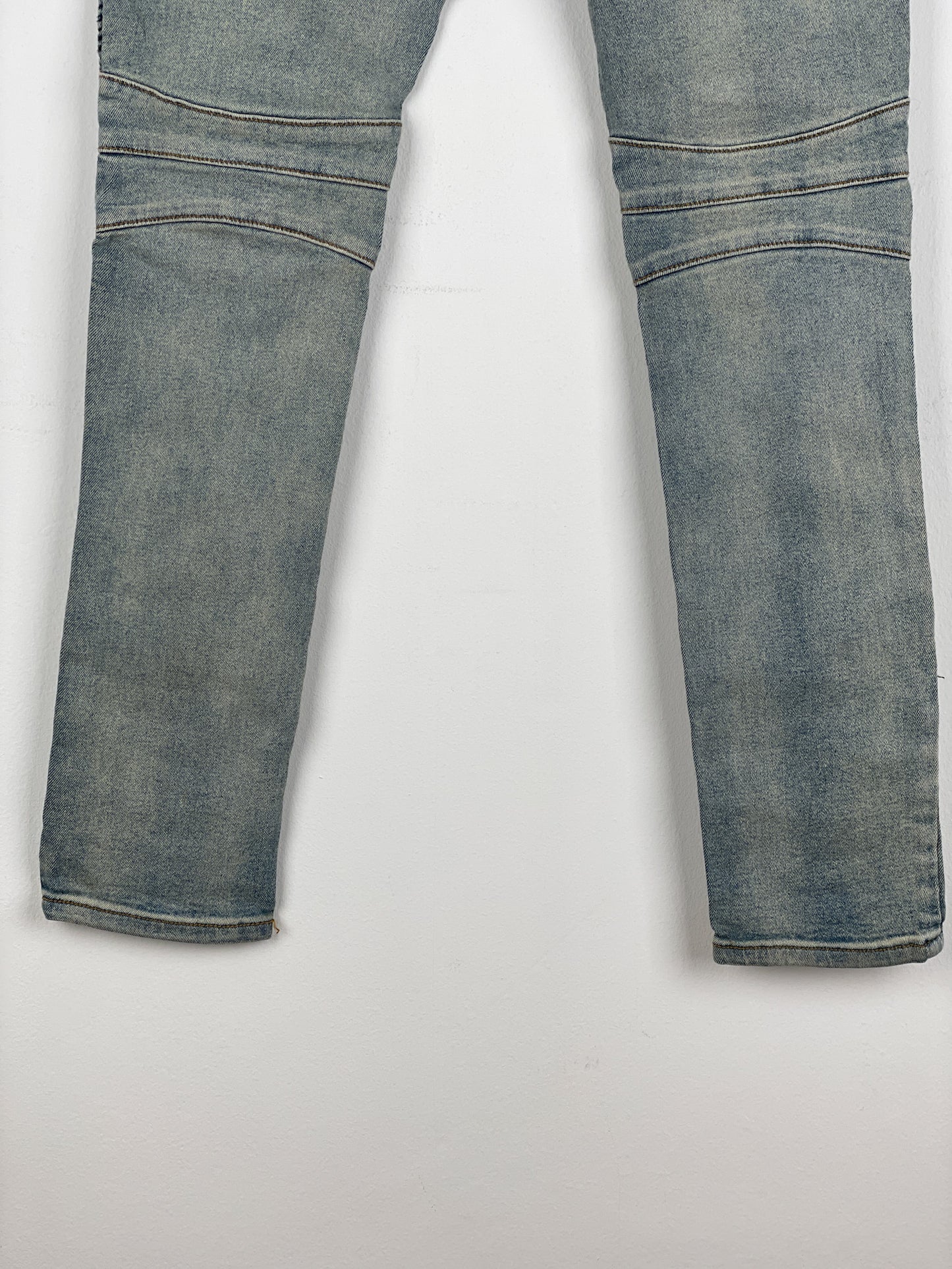Balmain Lightwash Biker Denim Jeans