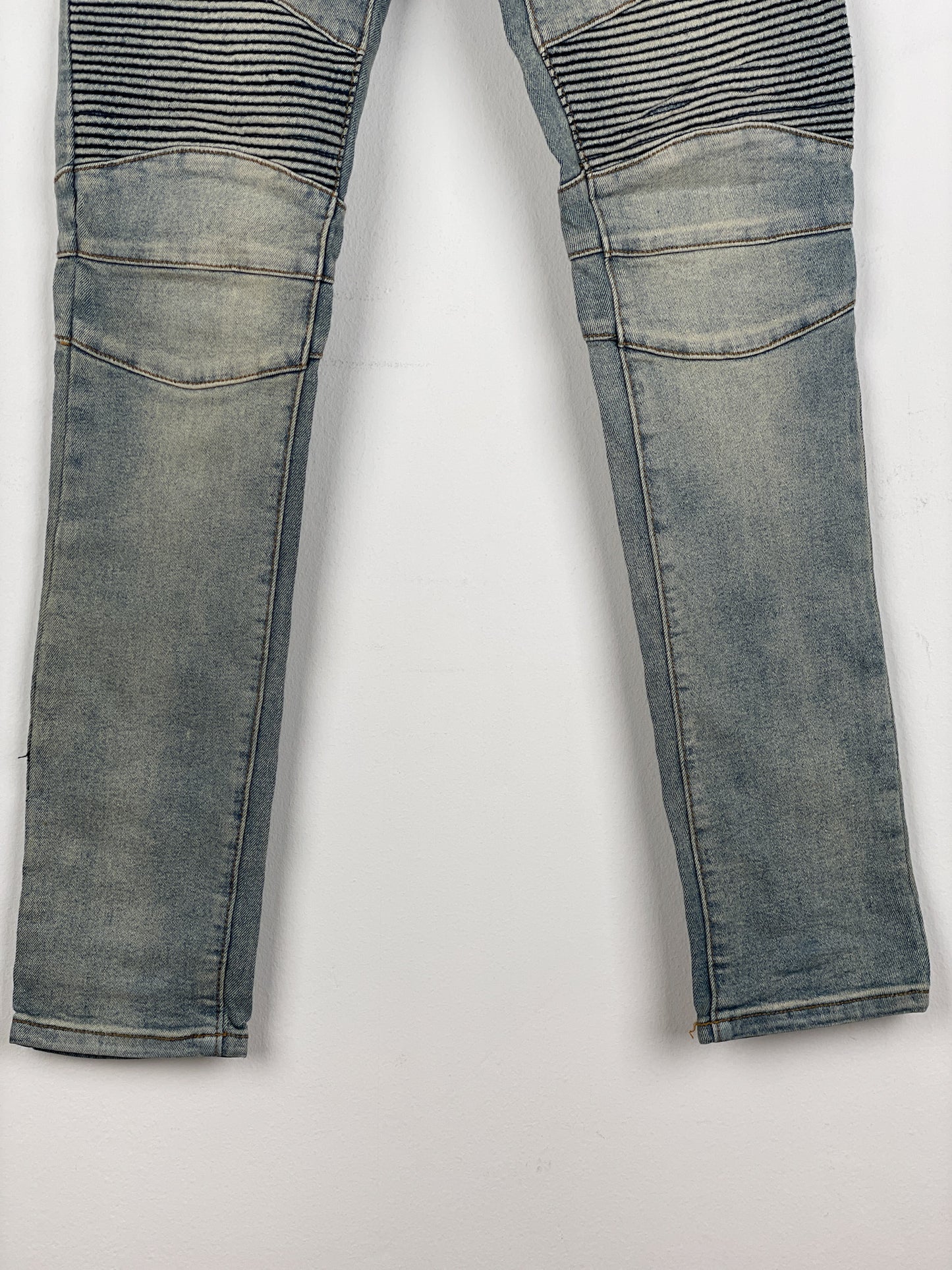 Balmain Lightwash Biker Denim Jeans