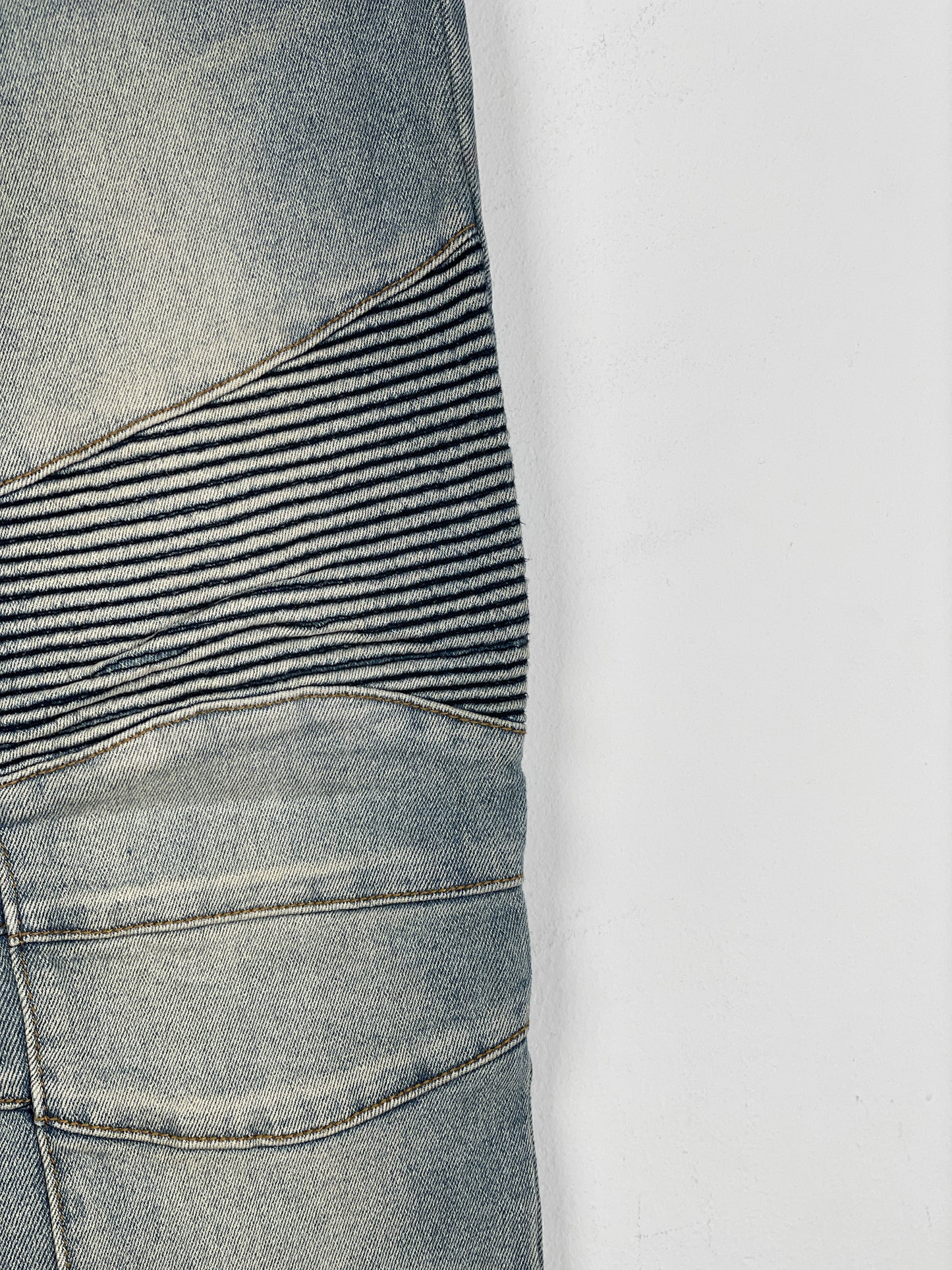 Balmain Lightwash Biker Denim Jeans