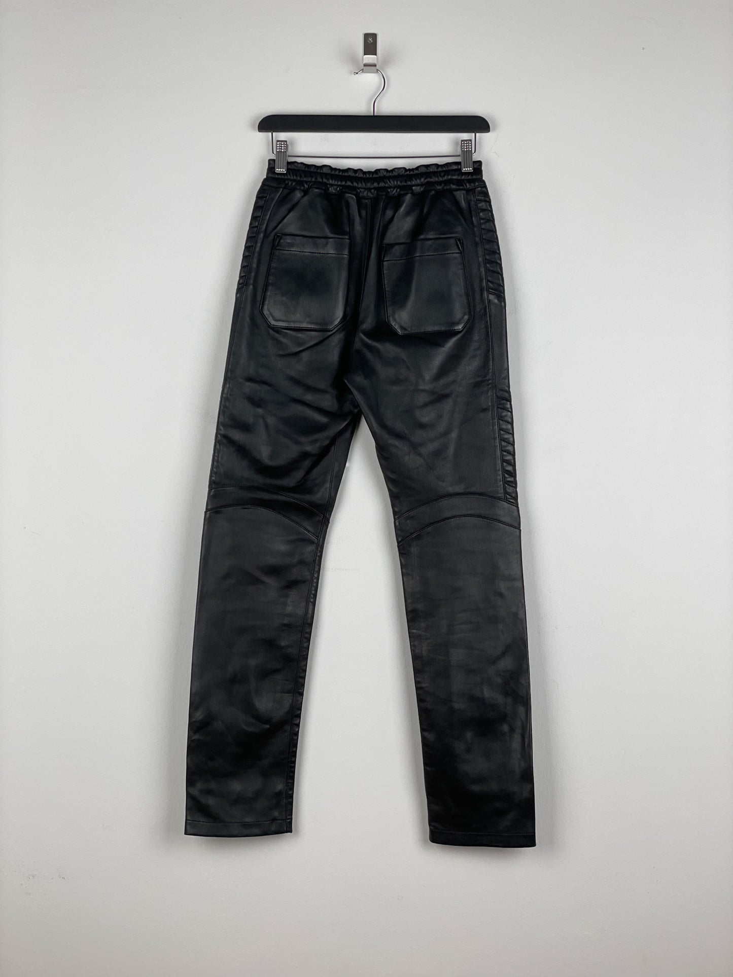 Balmain Leather Biker Jogger Pants