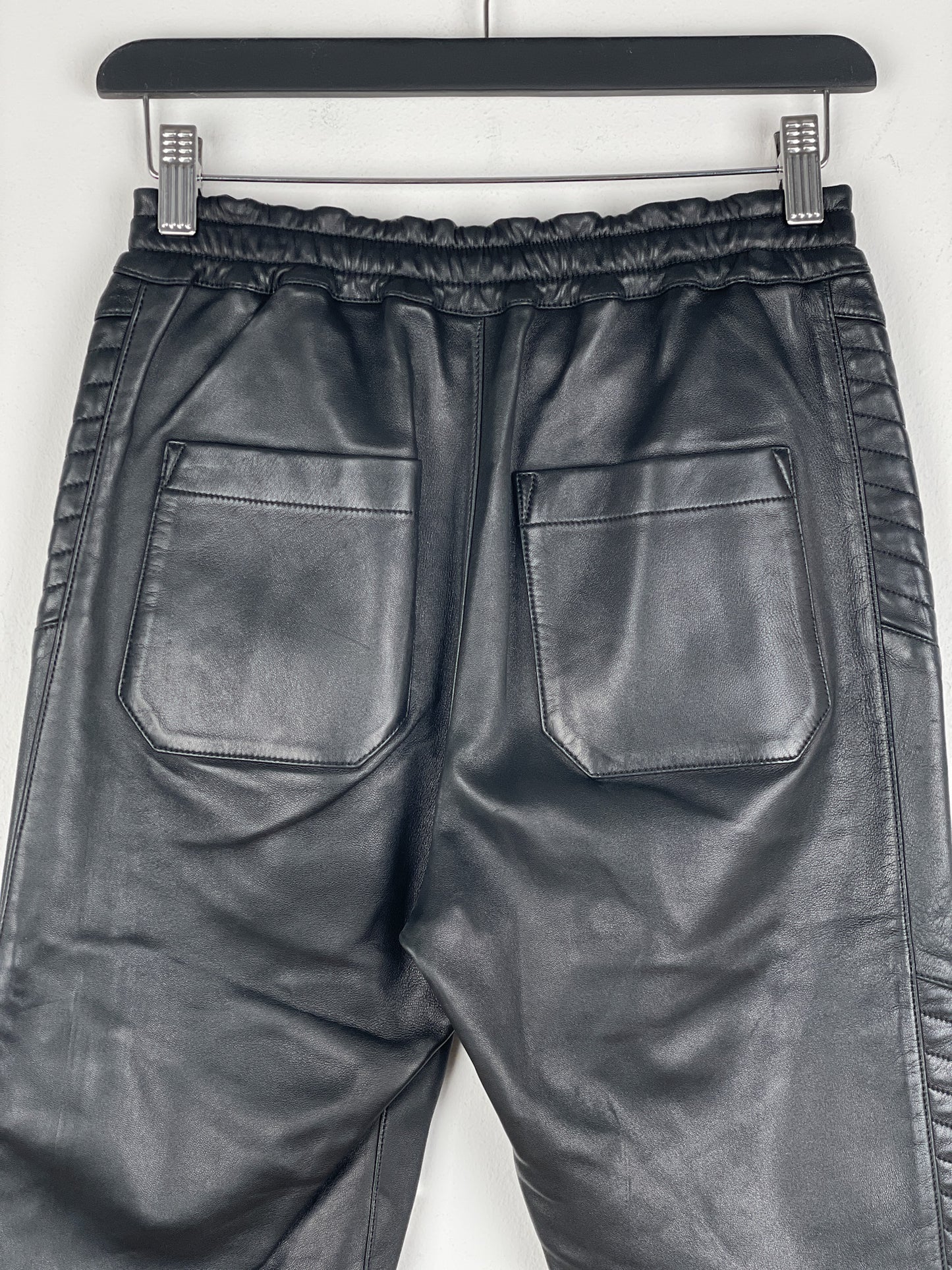 Balmain Leather Biker Jogger Pants