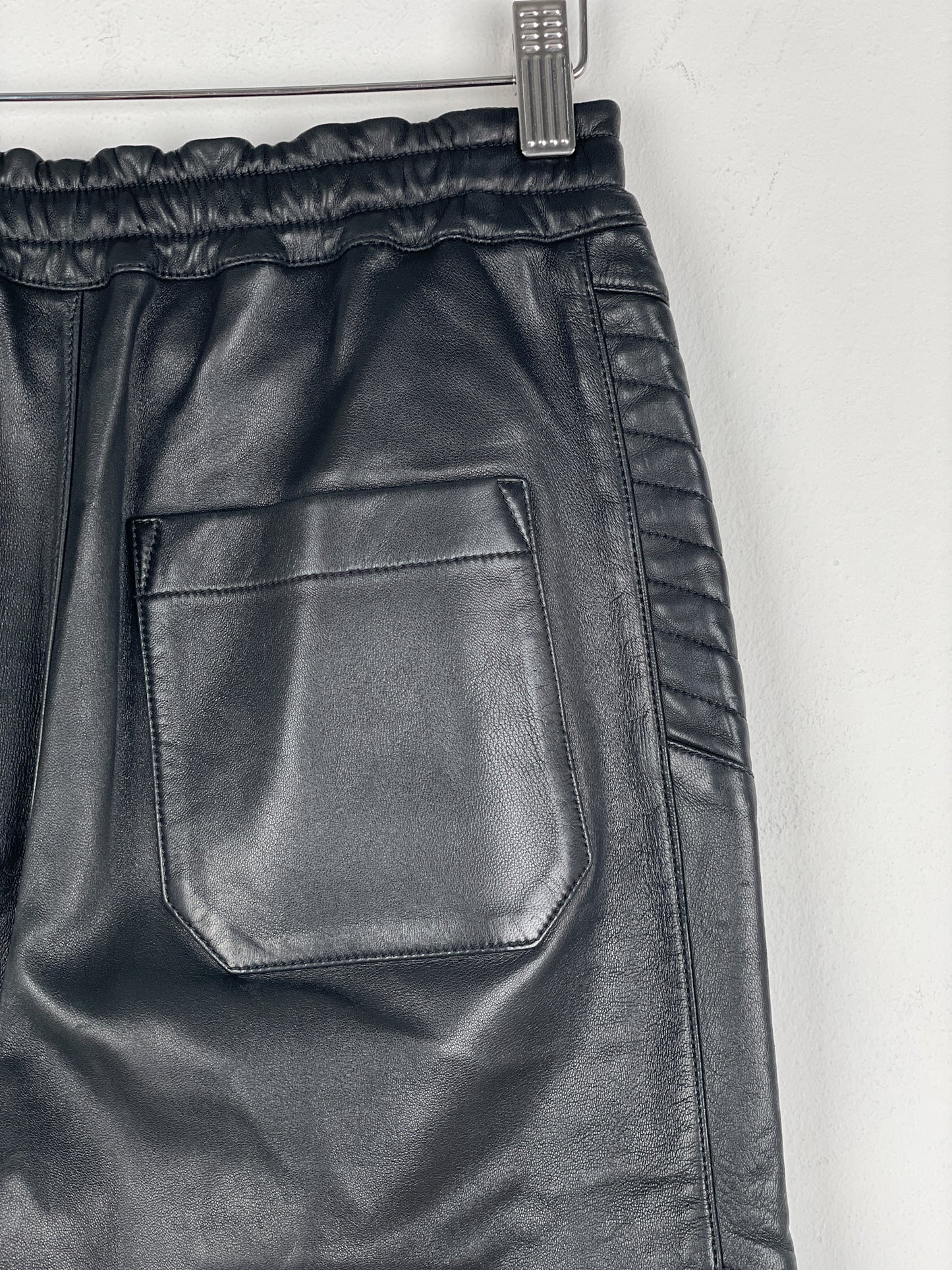 Balmain Leather Biker Jogger Pants