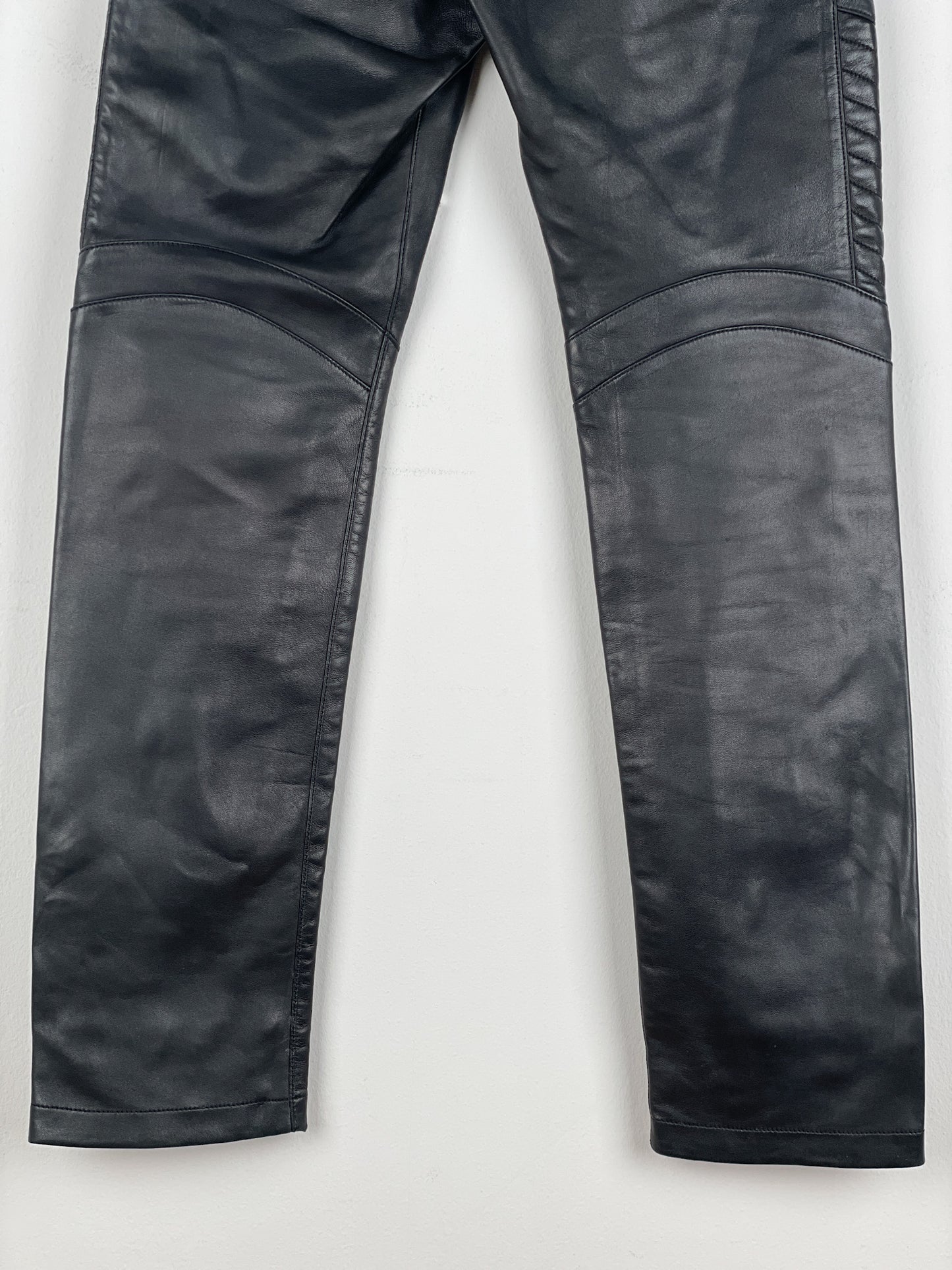 Balmain Leather Biker Jogger Pants