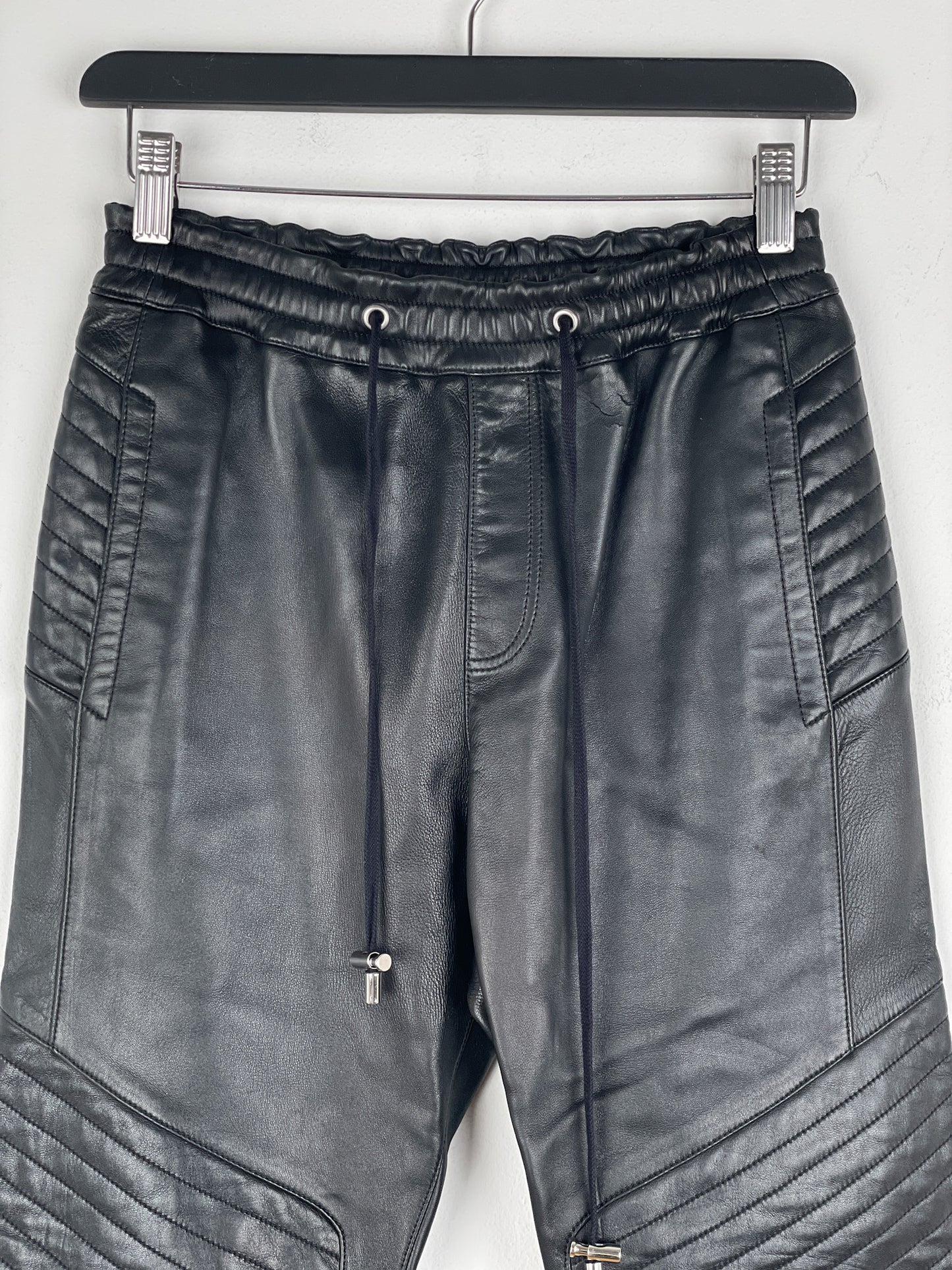 Balmain Leather Biker Jogger Pants