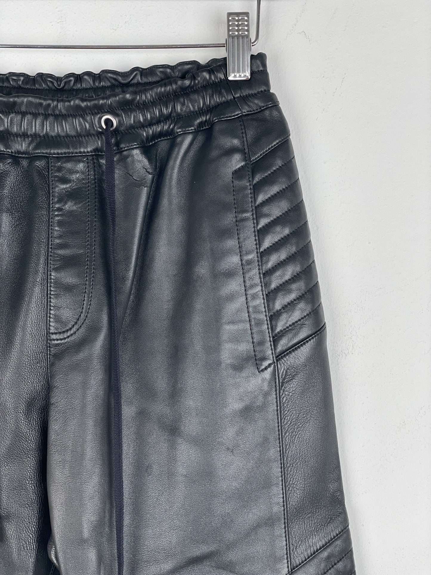 Balmain Leather Biker Jogger Pants