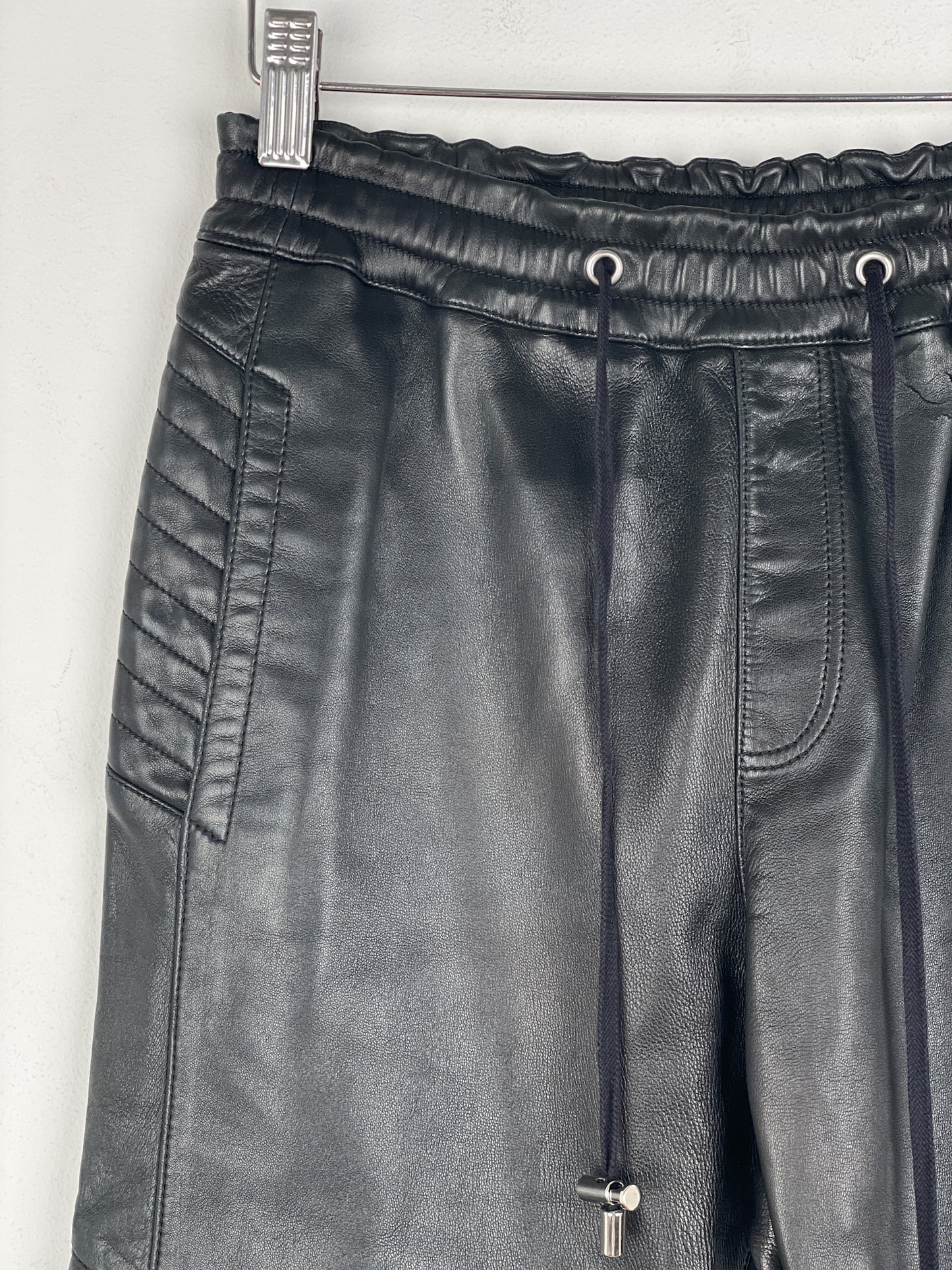 Balmain Leather Biker Jogger Pants