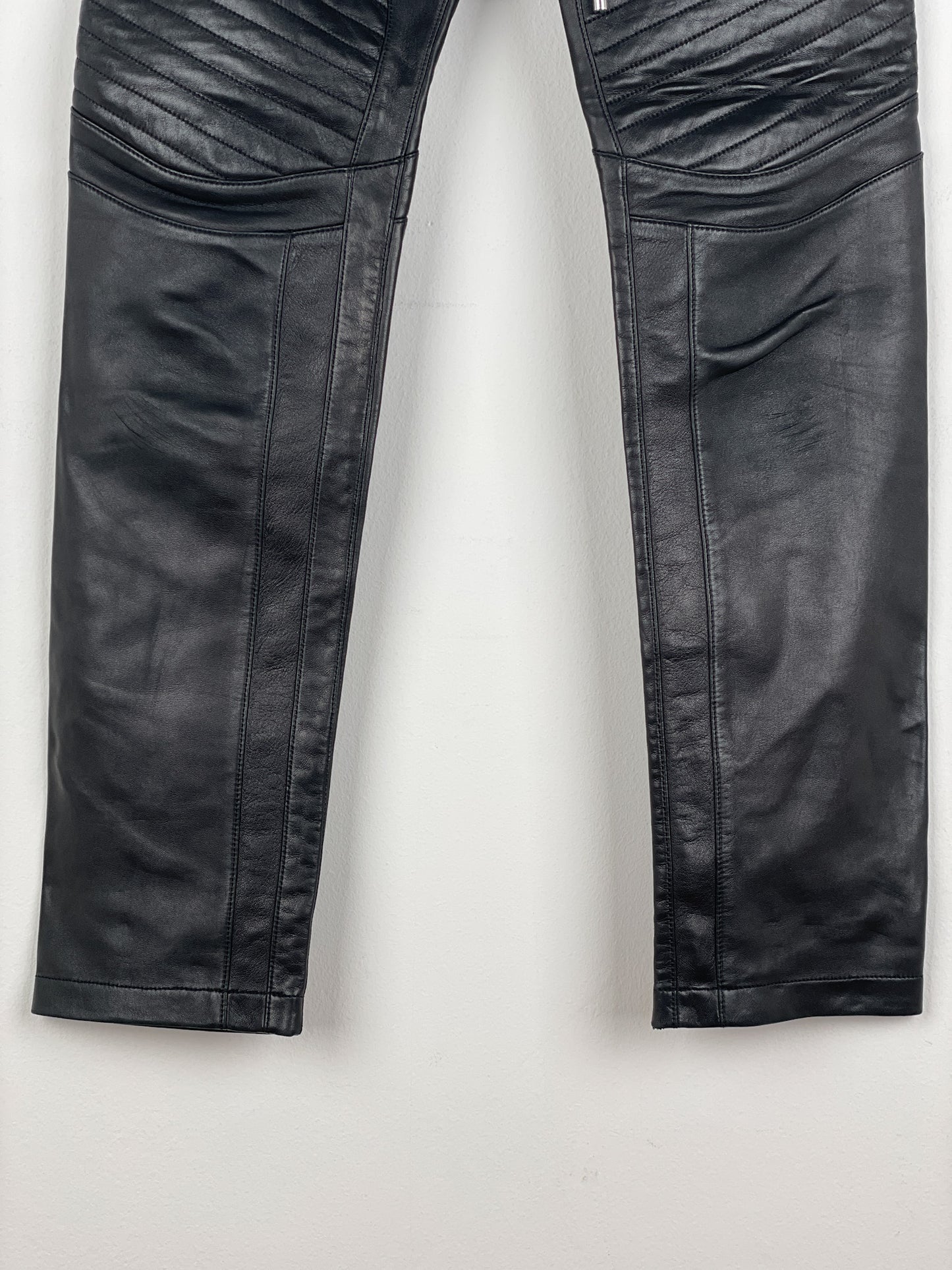 Balmain Leather Biker Jogger Pants
