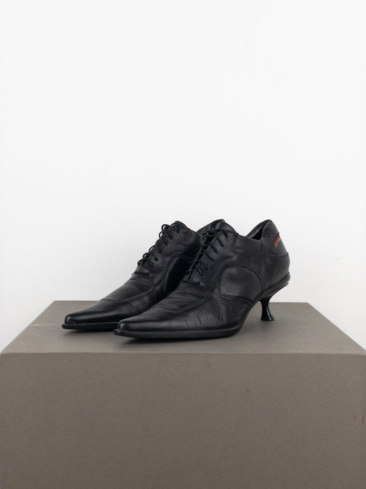 Miu Miu AW99 Kitten Heel Biker Moto Shoes