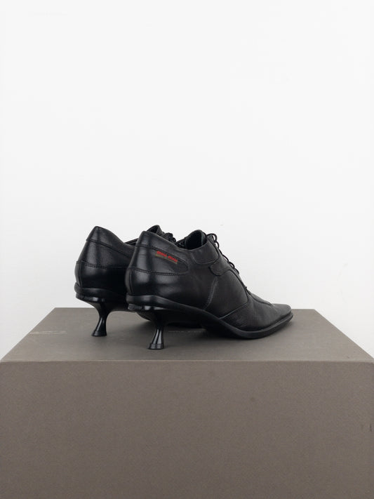 Miu Miu AW99 Kitten Heel Biker Moto Shoes