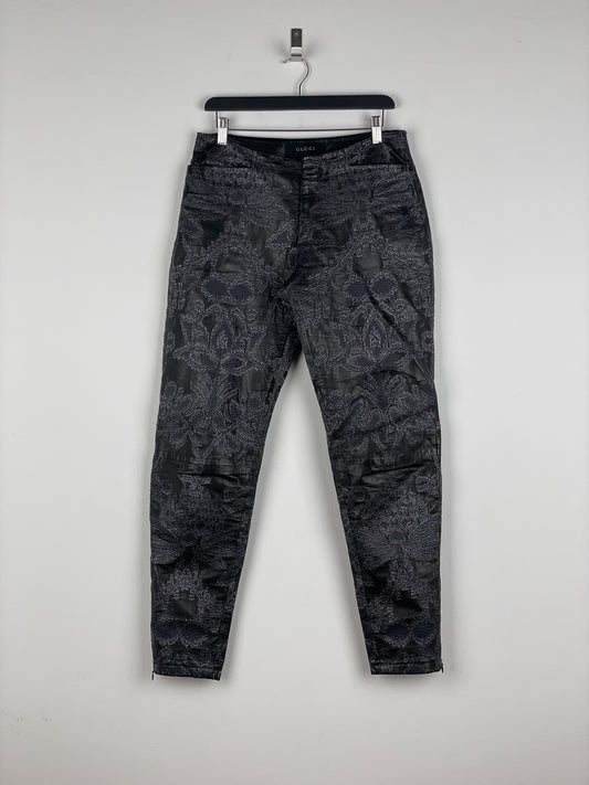 Gucci by Tom Ford SS00 Embroidered Leather Biker Pants