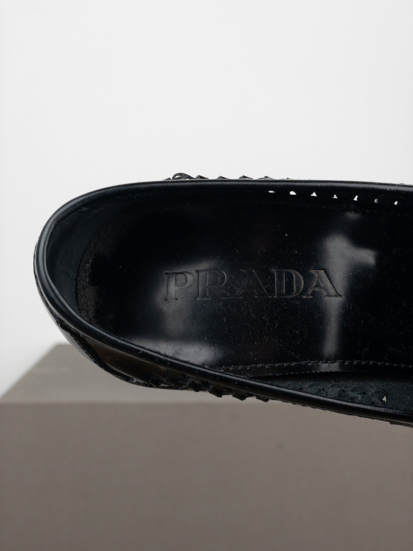 Prada Square Toe Buckle Loafer Pump Heels