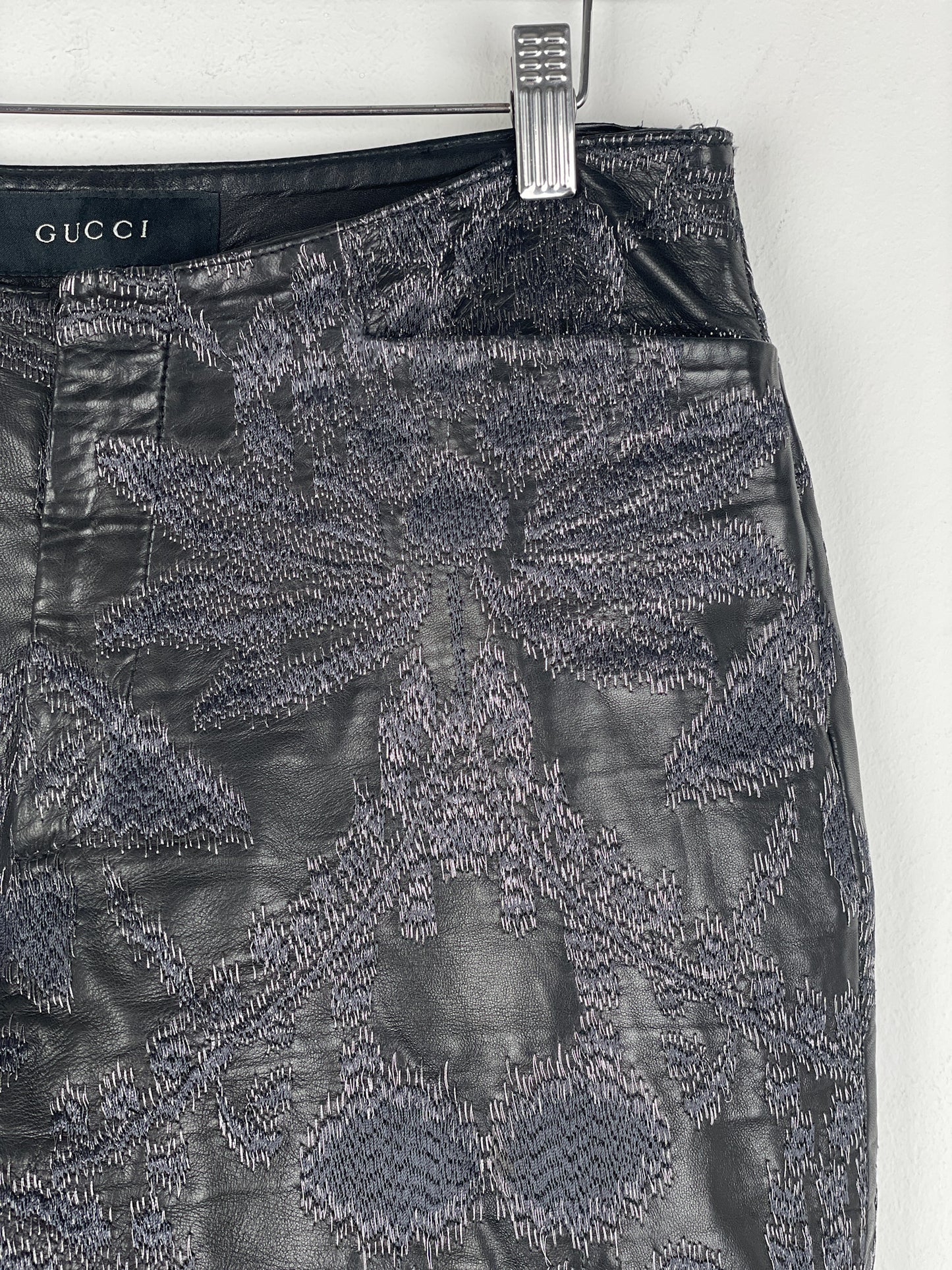 Gucci by Tom Ford SS00 Embroidered Leather Biker Pants