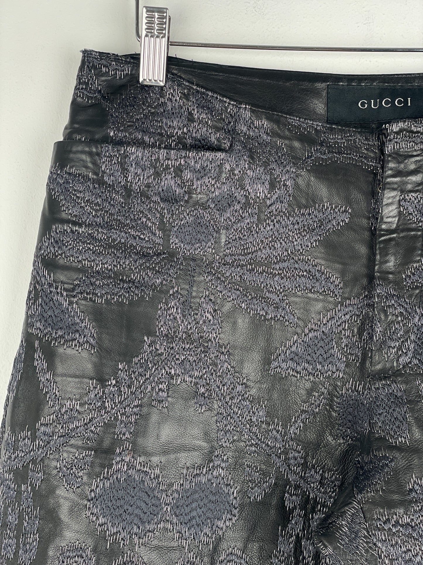 Gucci by Tom Ford SS00 Embroidered Leather Biker Pants