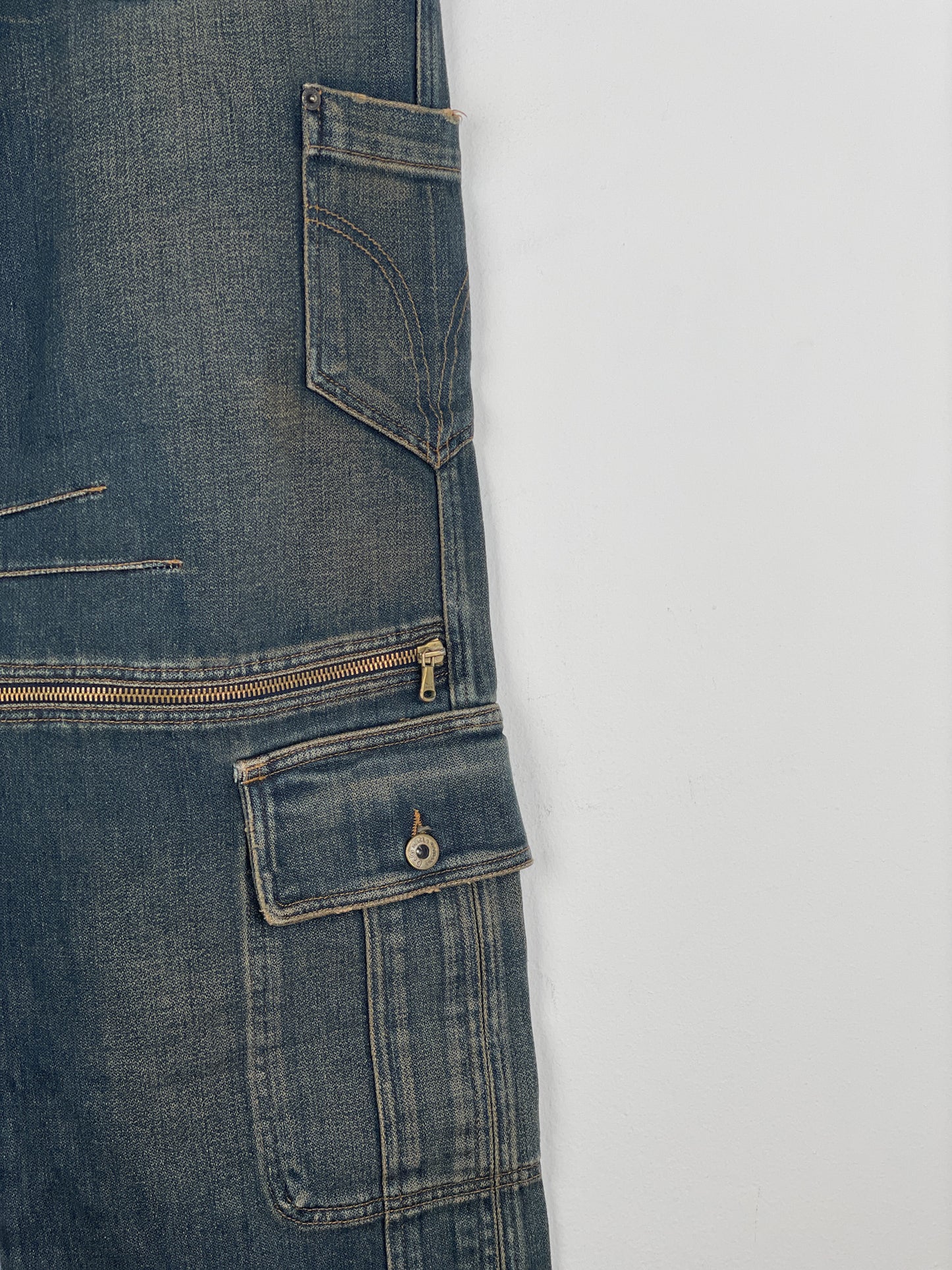Dolce & Gabbana AW03 Double Waist Denim Cargo Pants