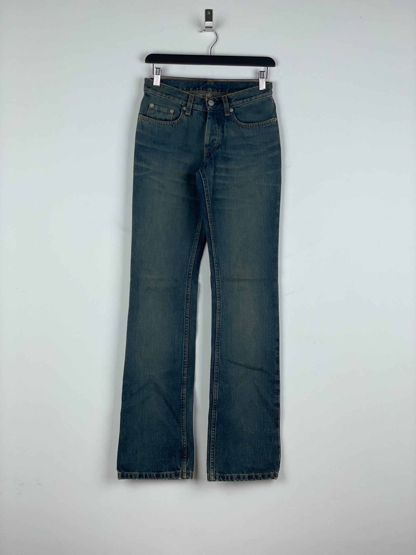 Helmut Lang 1990s Dirt Wash Boot-Cut Denim Jeans