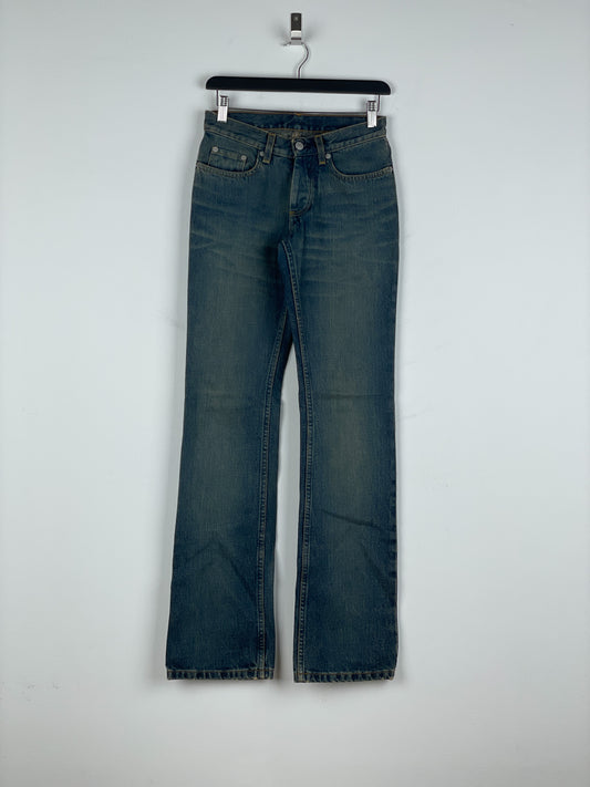 Helmut Lang 1990s Dirt Wash Boot-Cut Denim Jeans