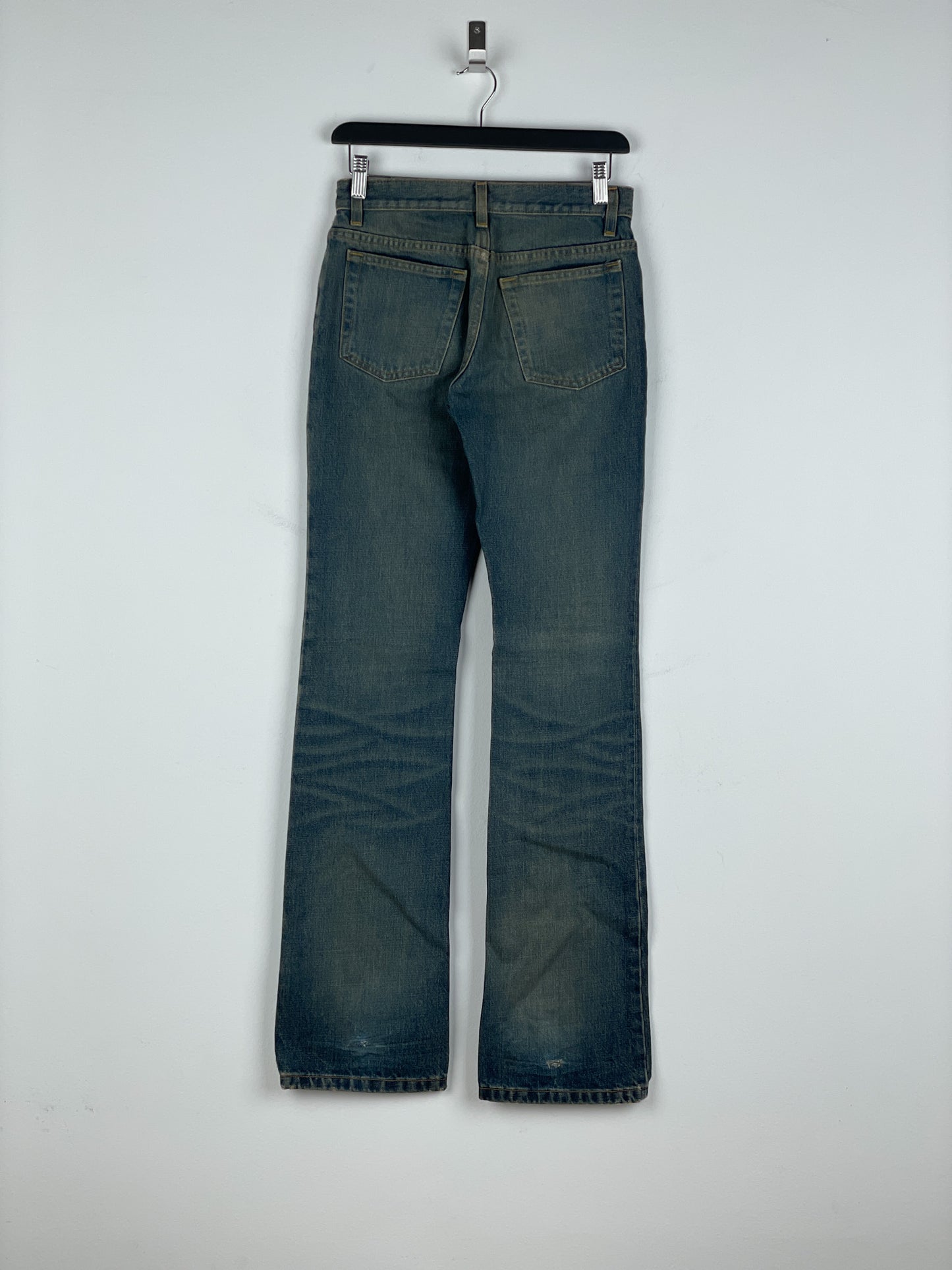 Helmut Lang 1990s Dirt Wash Boot-Cut Denim Jeans