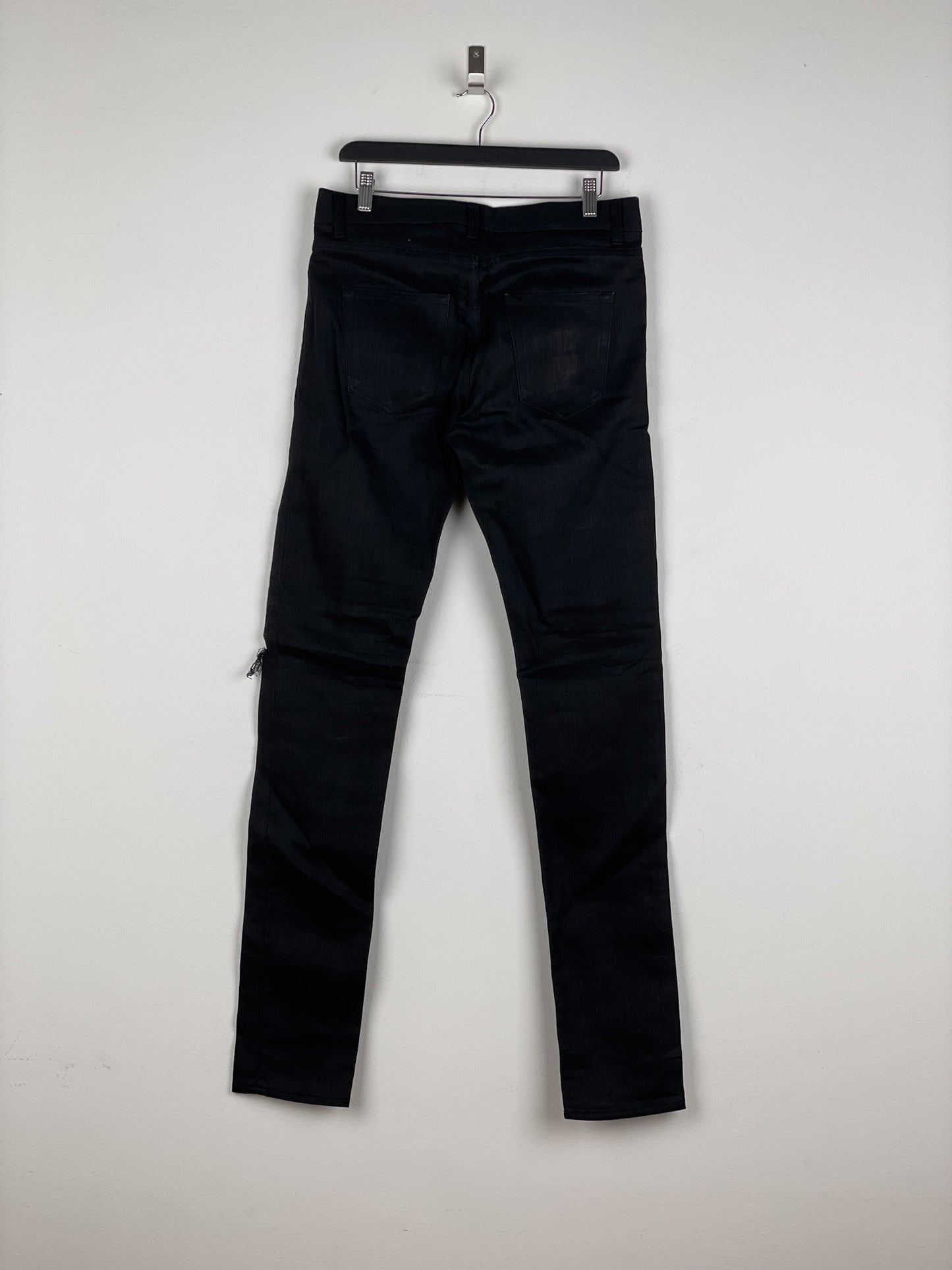 Saint Laurent D02 Distressed Knife-Cut Coated Denim Jeans