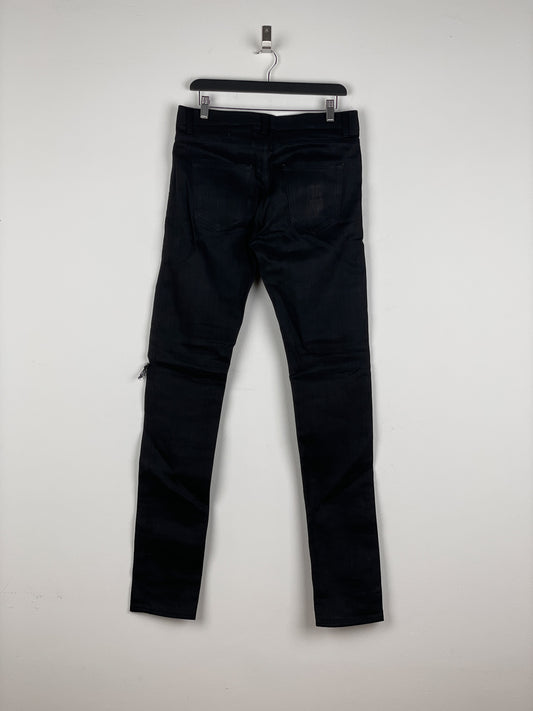 Saint Laurent D02 Distressed Knife-Cut Coated Denim Jeans